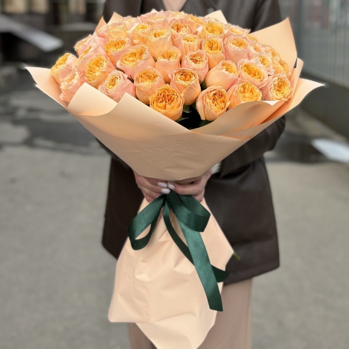 51 оранжевая пионовидная роза Имэджин 50 см