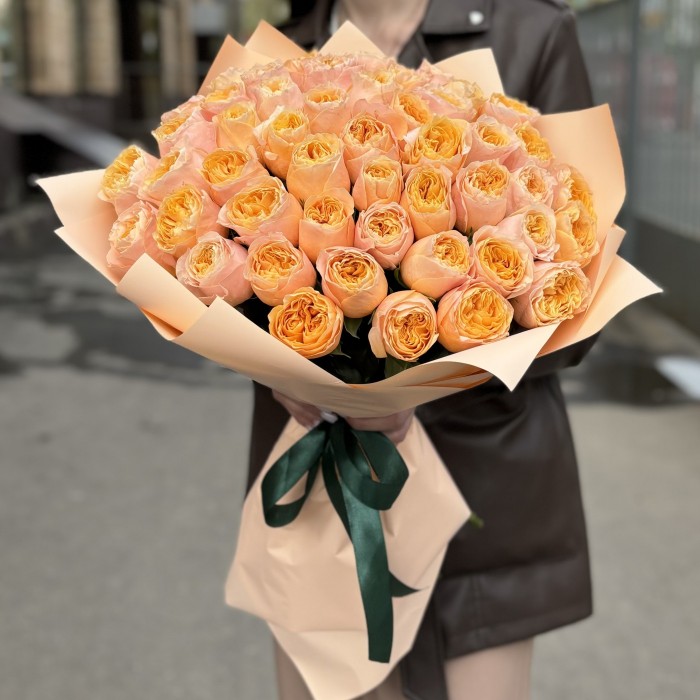 51 оранжевая пионовидная роза Имэджин 50 см