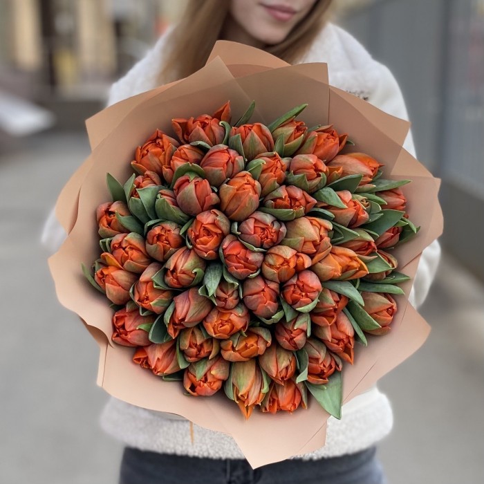 51 оранжевый пионовидный тюльпан Эрмитаж Даб