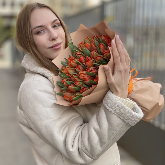 51 оранжевый пионовидный тюльпан Эрмитаж Даб