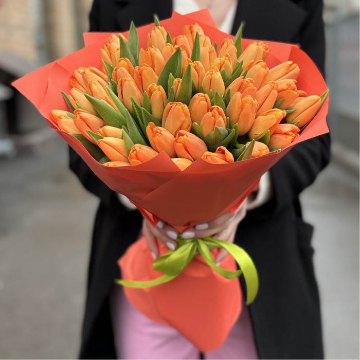 51 оранжевый тюльпан Тайм Аут в упаковке