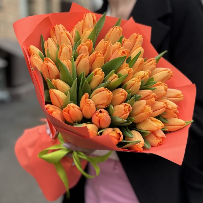 51 оранжевый тюльпан Тайм Аут в упаковке