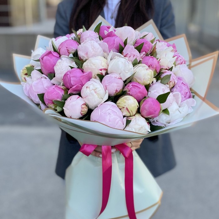 51 пион Нежный Микс в упаковке