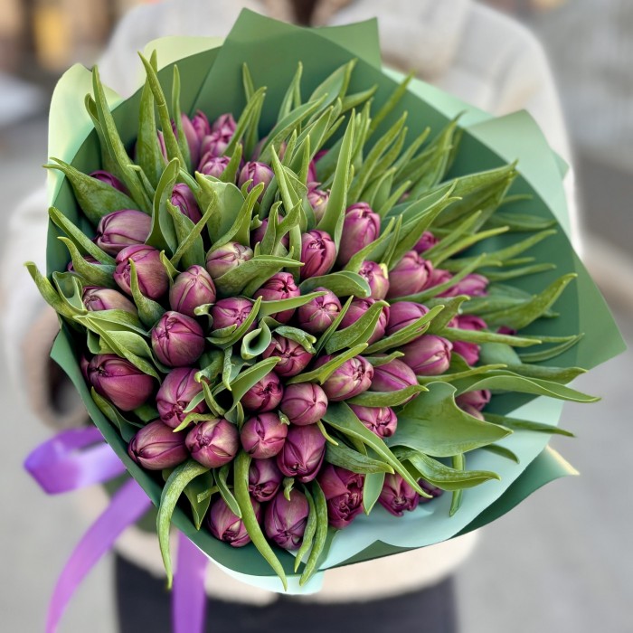 51 пионовидный фиолетовый тюльпан Ворлд боул
