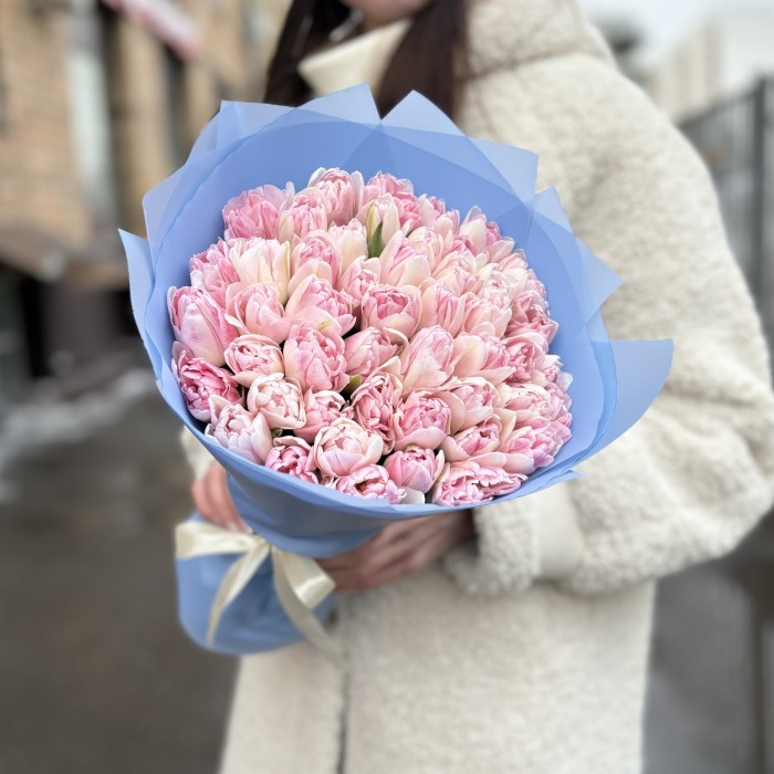 51 нежно-розовый пионовидный тюльпан Фокстрот