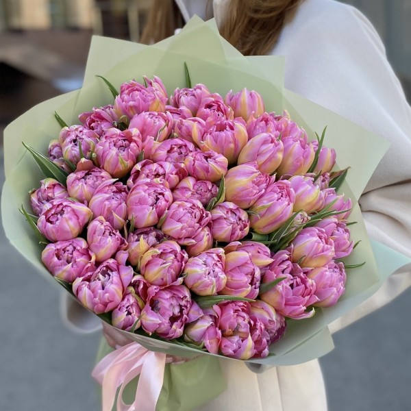 51 розовый пионовидный тюльпан Флеш Поинт