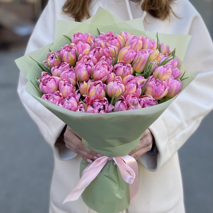 51 розовый пионовидный тюльпан Флеш Поинт