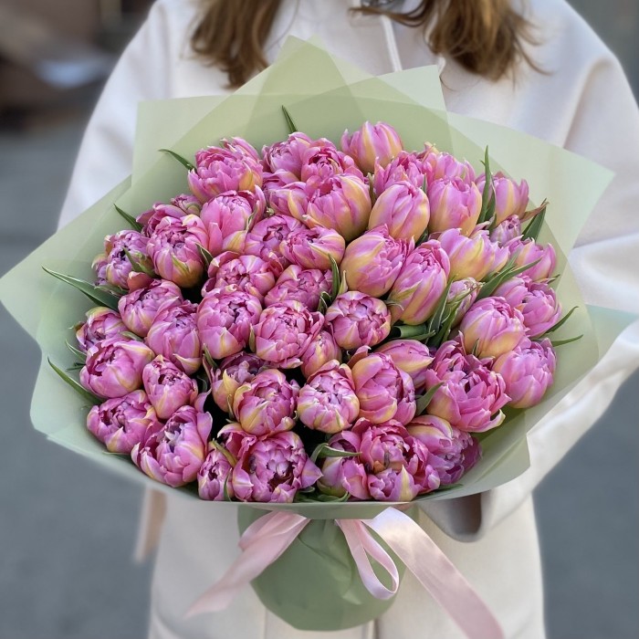 51 розовый пионовидный тюльпан Флеш Поинт