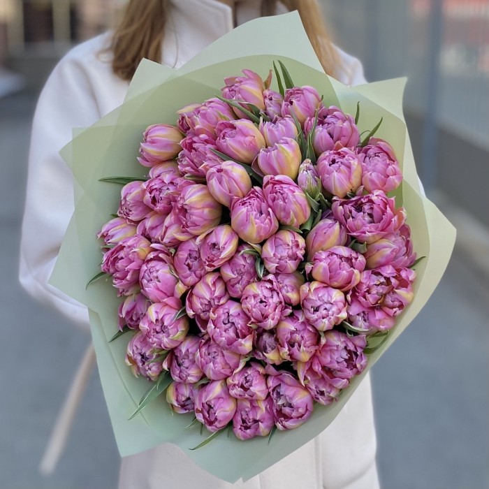 51 розовый пионовидный тюльпан Флеш Поинт