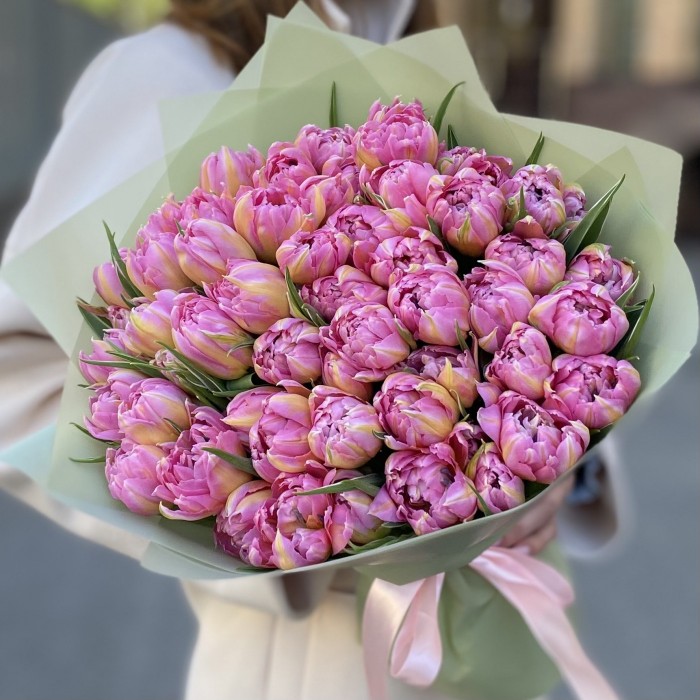 51 розовый пионовидный тюльпан Флеш Поинт