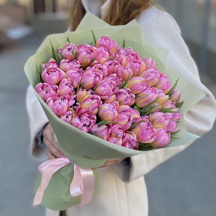 51 розовый пионовидный тюльпан Флеш Поинт