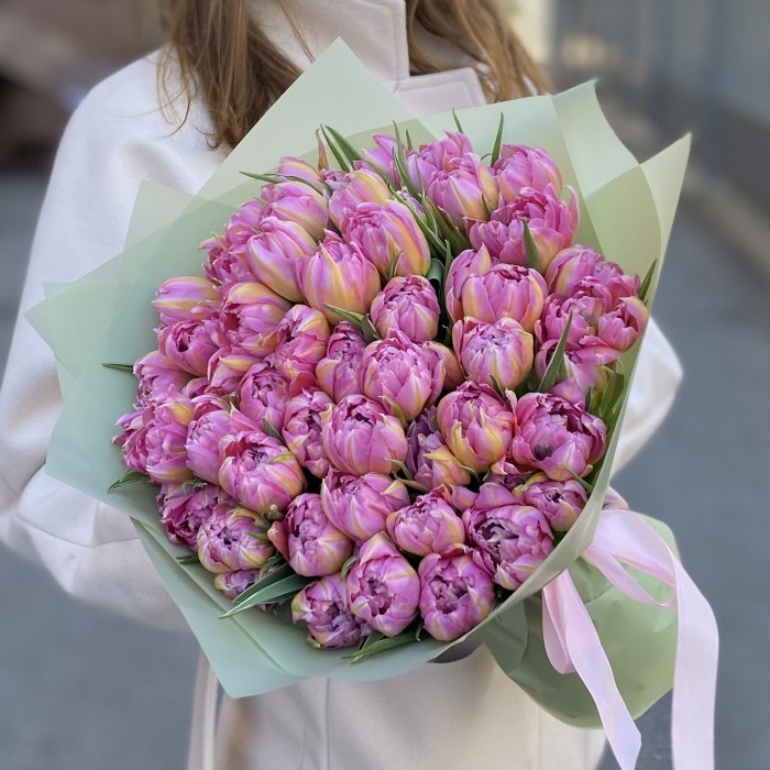 51 розовый пионовидный тюльпан Флеш Поинт