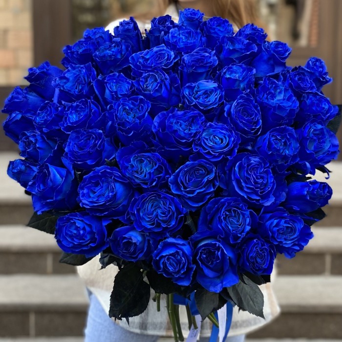 51 синяя роза 70 см