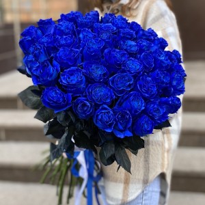 51 синяя роза 70 см