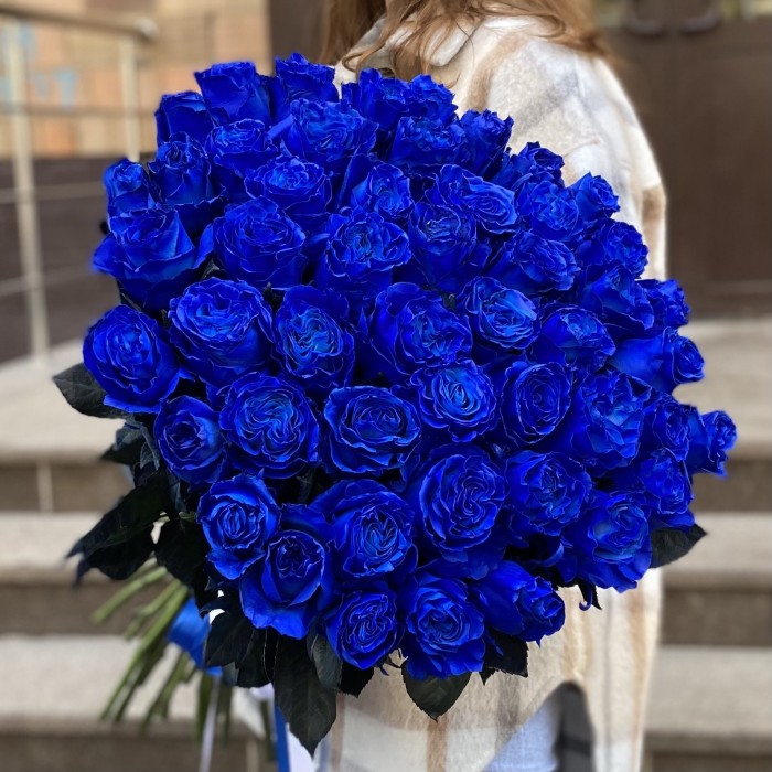 51 синяя роза 70 см