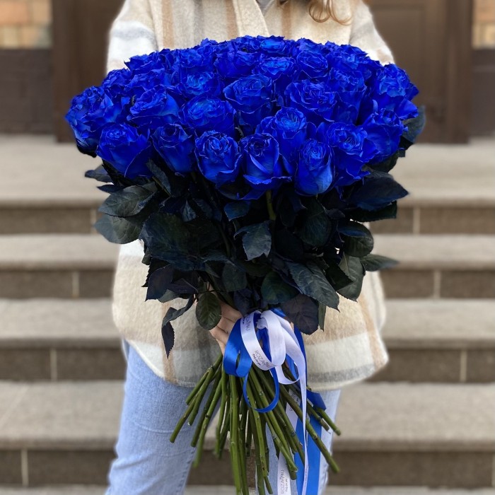 51 синяя роза 70 см