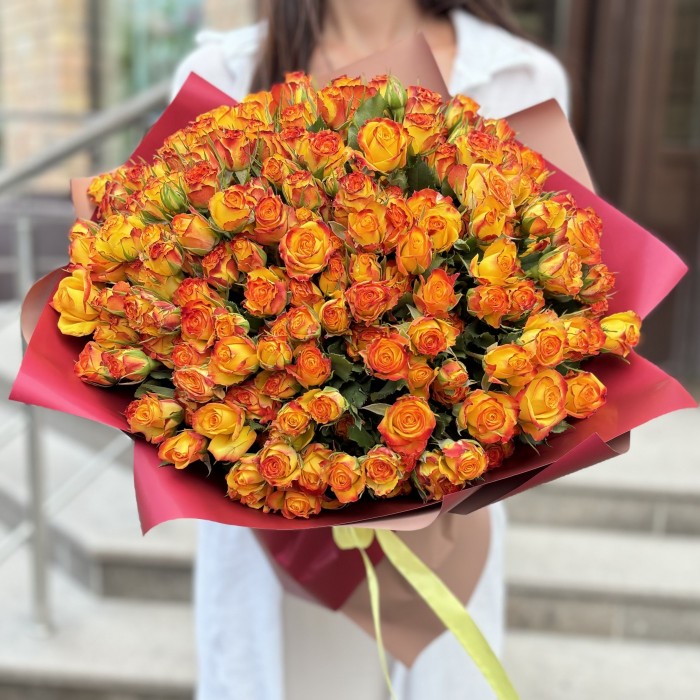 51 солнечная кустовая роза