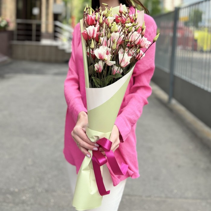 Букет из 5 бело-розовых крашеных эустом