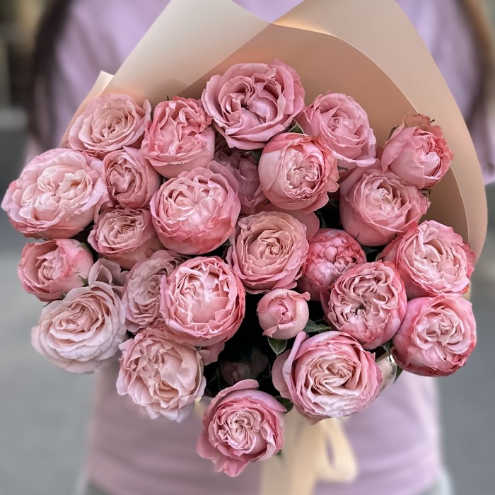 5 кустовых розовых роз Мадам бомбастик