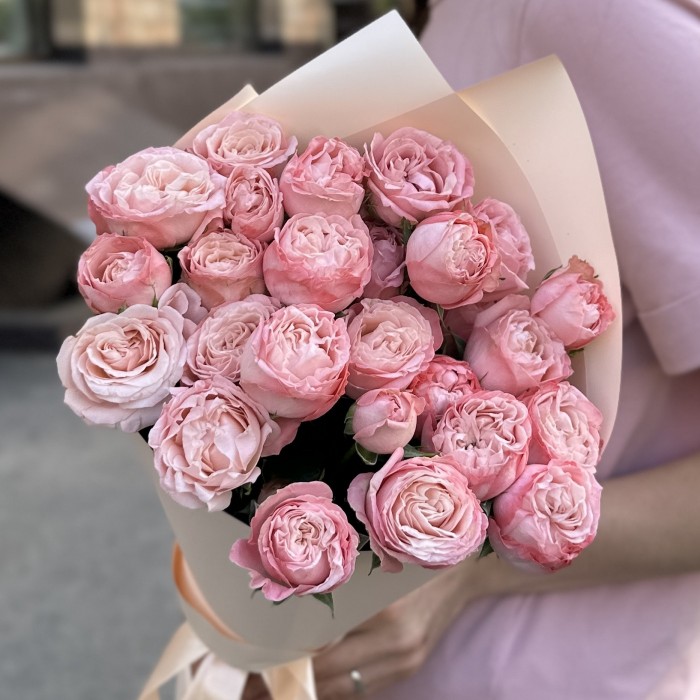 5 кустовых розовых роз Мадам бомбастик