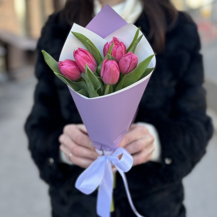 5 пионовидных тюльпанов Квин оф Марвел