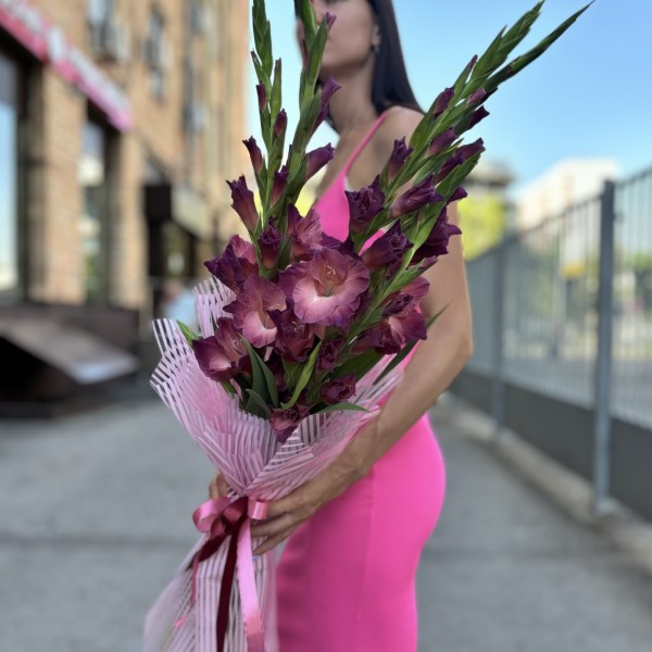 5 розово-фиолетовых гладиолусов