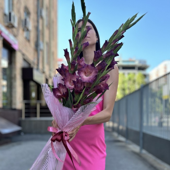 5 розово-фиолетовых гладиолусов