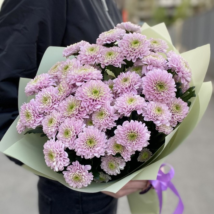 5 розовых кустовых хризантем Романс