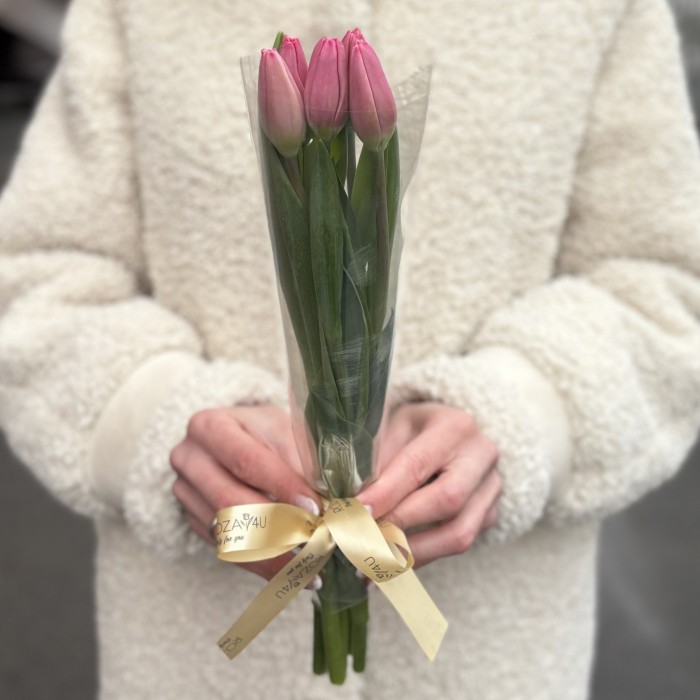 5 розовых тюльпанов Трезор