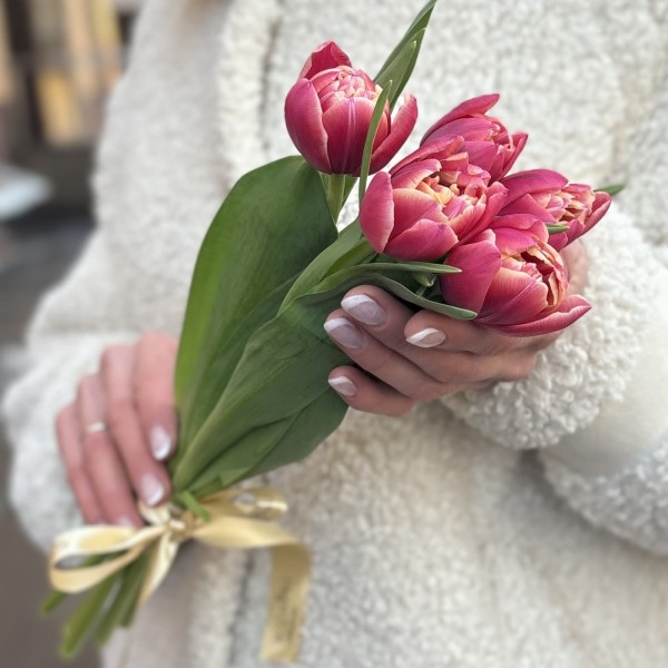 5 розовых тюльпанов Коламбус