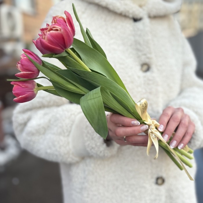 5 розовых тюльпанов Коламбус