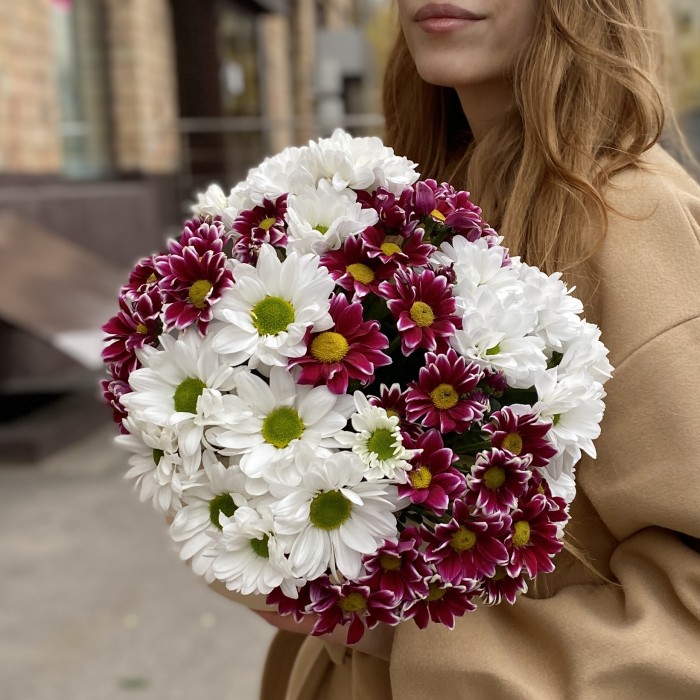 7 кустовых хризантем микс в коробке