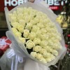 75 длинных белых роз 70 см