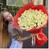 75 белых роз Мондиаль 80 см