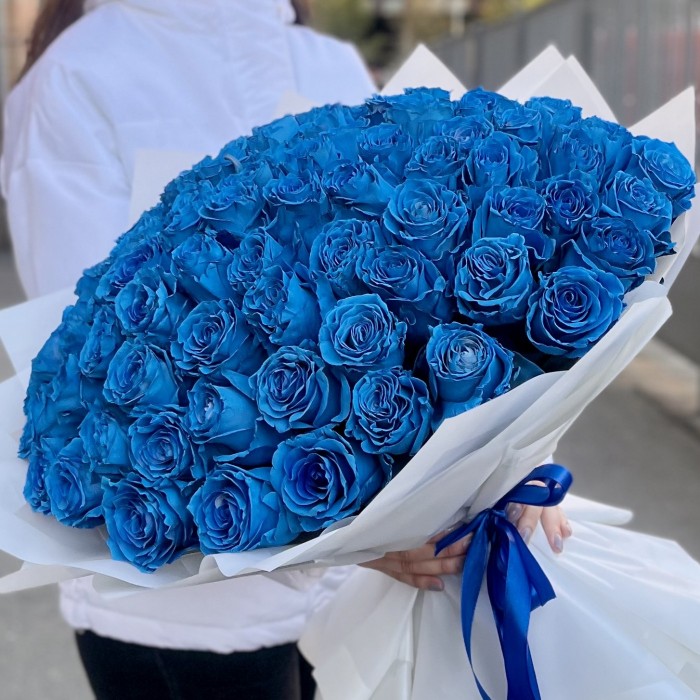 75 голубых роз Бэби Блю