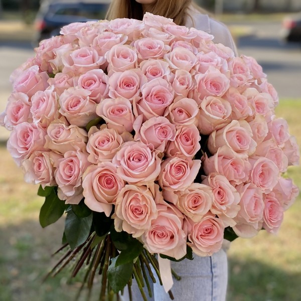 75 розовых роз Новия