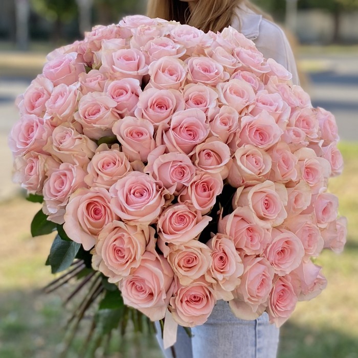 75 розовых роз Новия