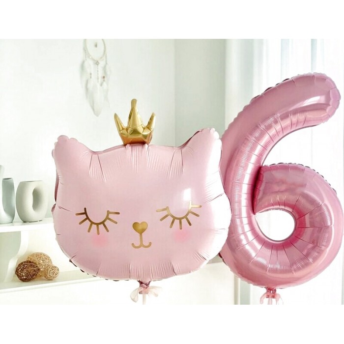 Шар фигура котенок принцесса (розовый)