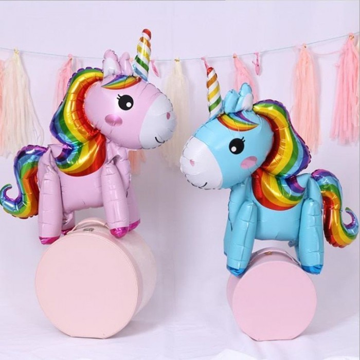 Шар фигура Единорог голубой