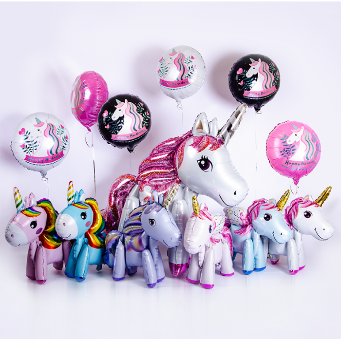 Шар фигура Единорог голубой