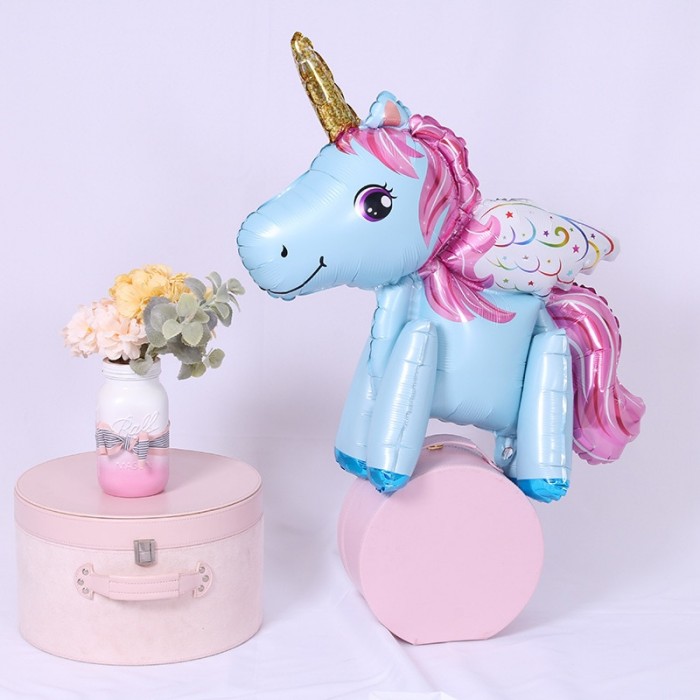 Шар фигура Единорог голубой