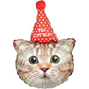 Шар фигура Котенок в красном колпачке