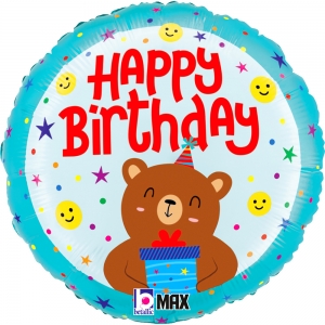 Шар круг Мишка с подарком