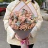 7 кустовых пионовидных роз Дестини с эвкалиптом