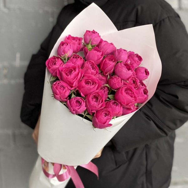 7 кустовых пионовидных роз Пурпл тэмборин