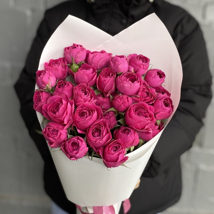 7 кустовых пионовидных роз Пурпл тэмборин