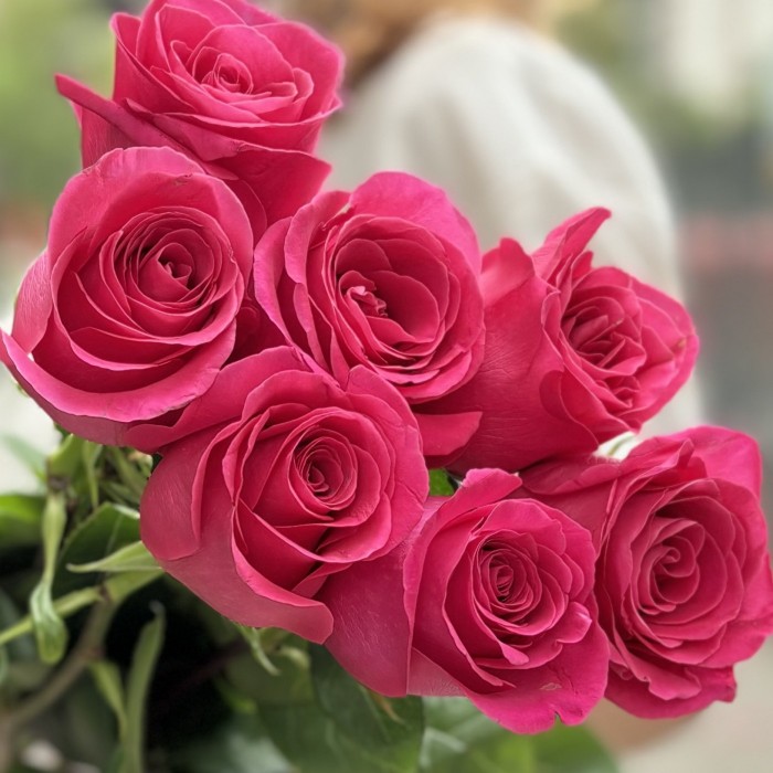 7 малиновых роз Пинк Флойд 80 см