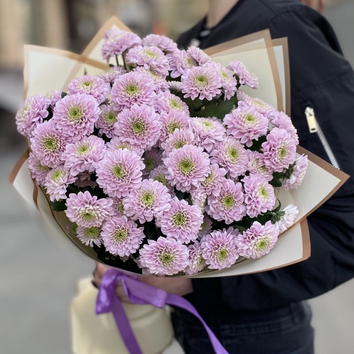 7 розовых кустовых хризантем Романс