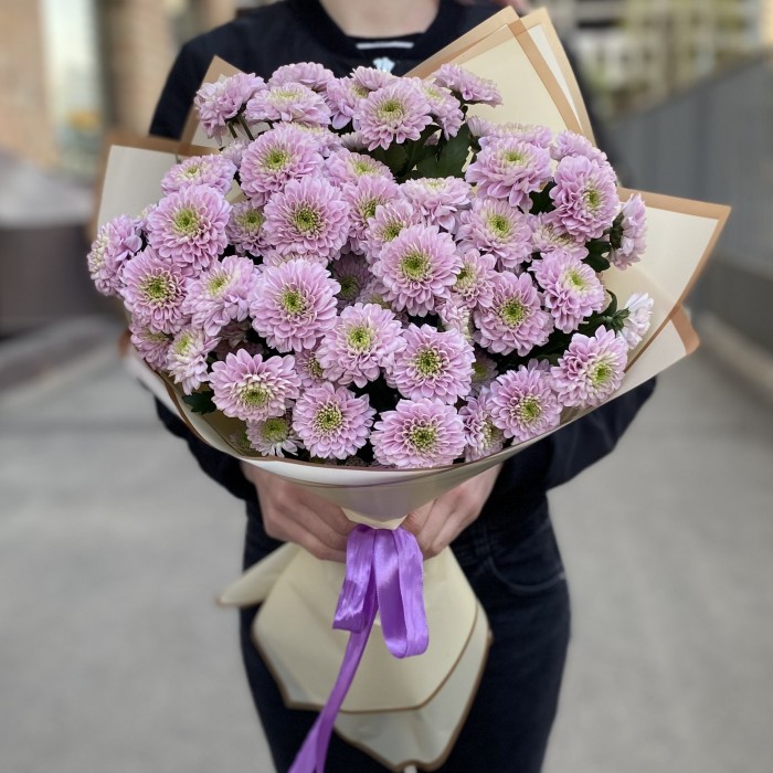 7 розовых кустовых хризантем Романс