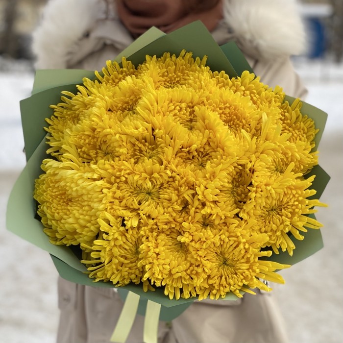 17 желтых хризантем